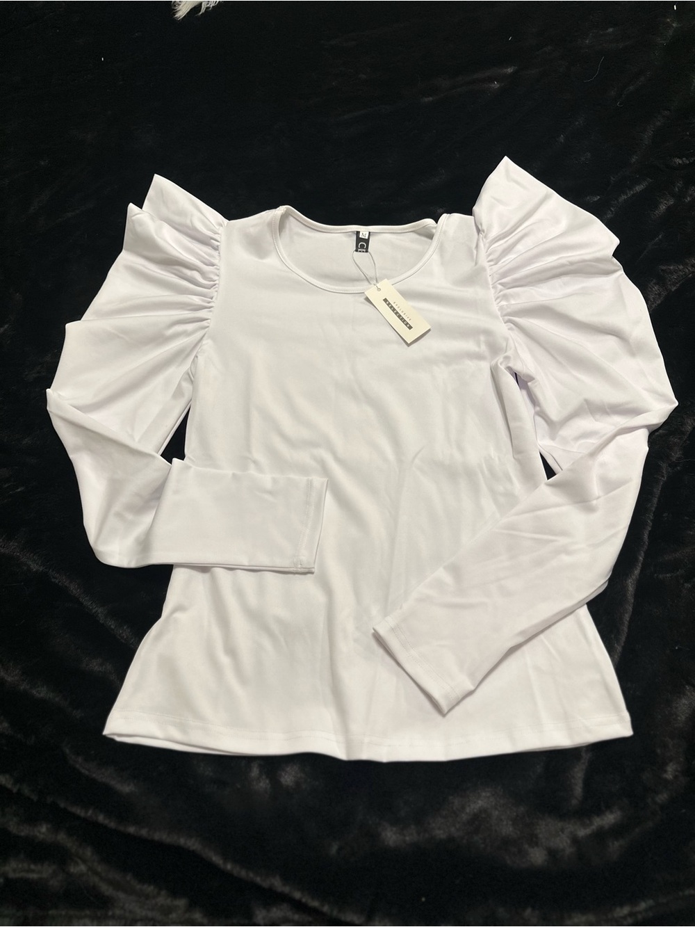 CBR White Puff Shoulder Long Sleeve Top